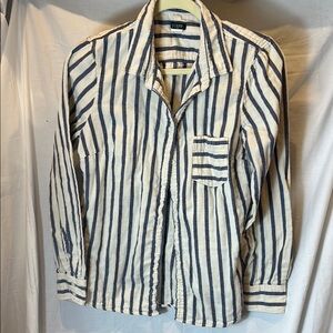 J CREW 100% Cotton, Blue striped button up, women’s sz M